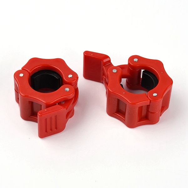 

PandaHall (Clearance Sale)ABS Plastic Barbell Clamps, with TPR(Thermoplastic Rubber) Inner Mat, Weight Locks Collar Clips, for Workout..., Red