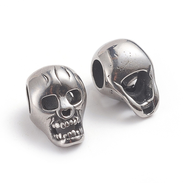 

PandaHall Halloween 304 Stainless Steel Beads, Large Hole Beads, Skull Head, Antique Silver, 14.5x10x9.5mm, Hole: 5mm 304 Stainless Steel...