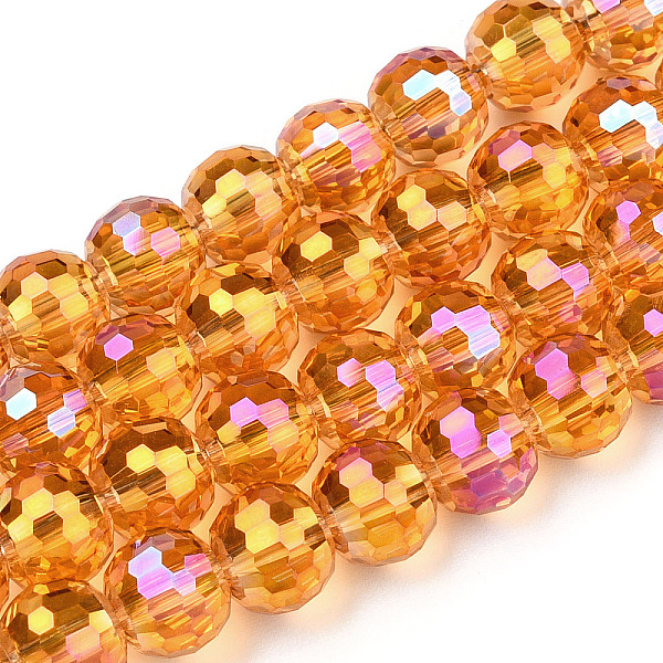 

PandaHall Transparent Electroplate Glass Bead Strands, AB Color Plated, Faceted(96 Facets), Round, Dark Orange, 8mm, Hole: 1.4mm, about...