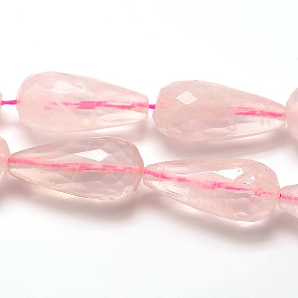 

PandaHall Natural Rose Quartz Teardrop Bead Strands, Faceted, 24~26x12mm, Hole: 1mm, about 15pcs/strand, 15.75 inch Rose Quartz Teardrop