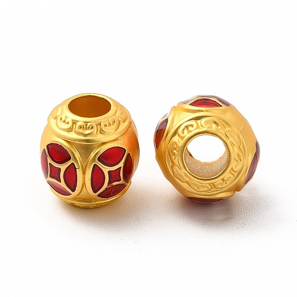 

PandaHall Rack Plating Alloy Enamel Beads, Rondelle with Coin Pattern, Matte Gold Color, 10x10mm, Hole: 3.8mm Alloy+Enamel Rondelle Red
