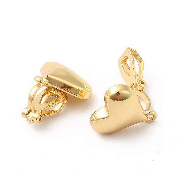 

PandaHall Alloy Clip-on Earring Findings, with Horizontal Loops, Heart, Golden, 16x14x9.5mm, Hole: 1.2mm Alloy Heart