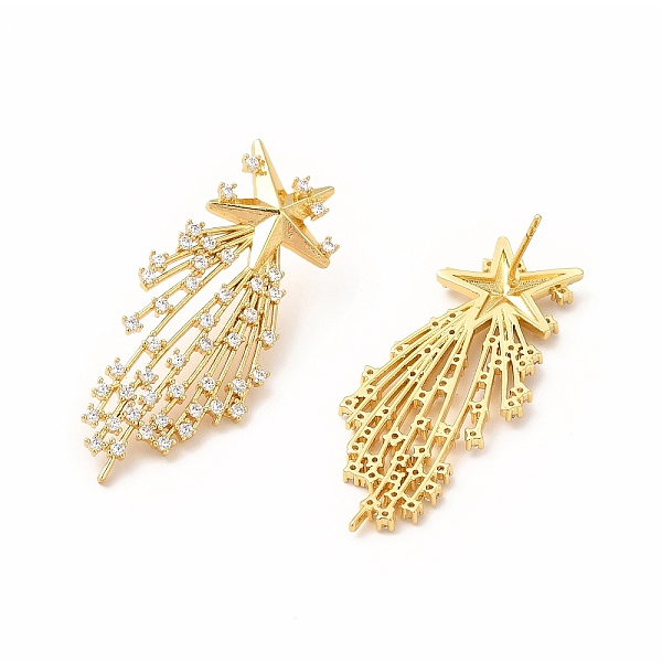 

PandaHall Rack Plating Brass Micro Pave Cubic Zirconia Stud Earrings for Women, Long-Lasting Plated, Lead Free & Cadmium Free, Meteor, Real...