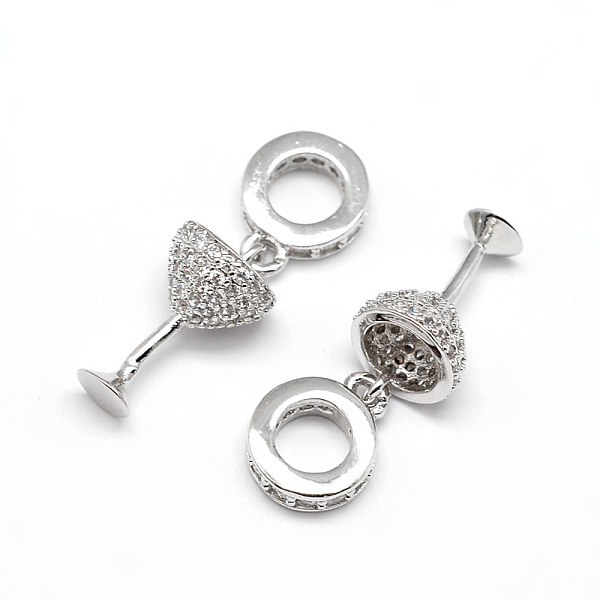 

PandaHall Large Hole Brass Micro Pave Cubic Zirconia European Dangle Charms, with Cocktail Glass Charms, Lead Free & Nickel Free & Cadmium...
