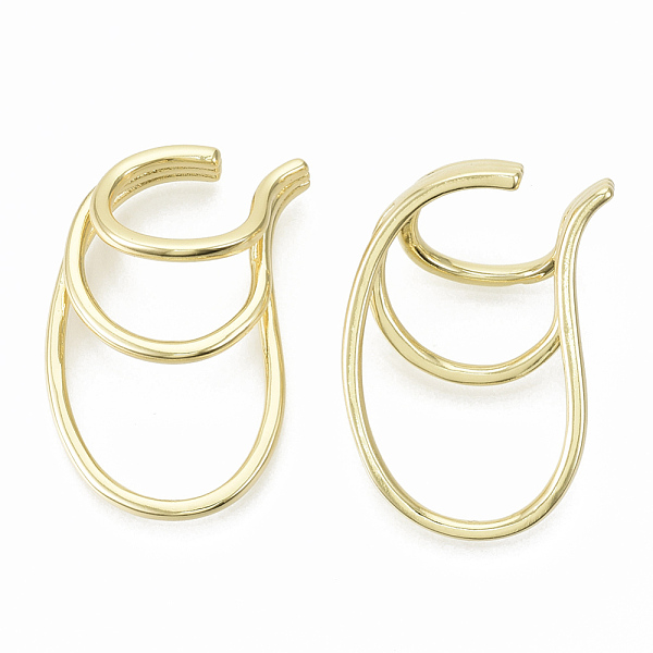 

PandaHall Brass Cuff Earrings, Split Earrings, Nickel Free, Real 18K Gold Plated, 35x23x10mm, Inner Diameter: 10x13mm Brass