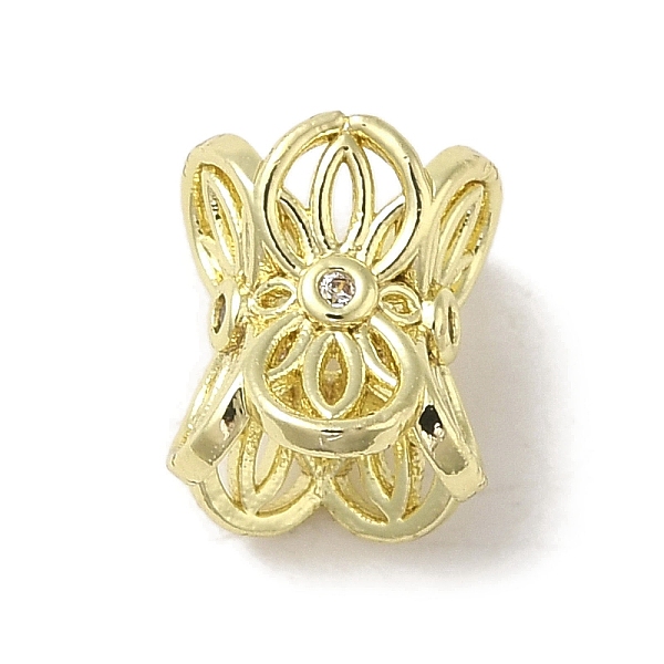 

PandaHall Brass Micro Pave Clear Cubic Zirconia Spacer Beads, Long-lasting Plated, Flower, Real 14K Gold Plated, 8.5x7.5x7mm, Hole: 3.5mm...