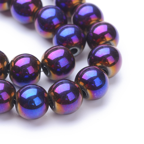 

PandaHall Non-magnetic Synthetic Hematite Beads Strands, Grade A, Round, Purple Plated, 4mm, Hole: 1mm, about 95~100pcs/strand, 15.5 inch...