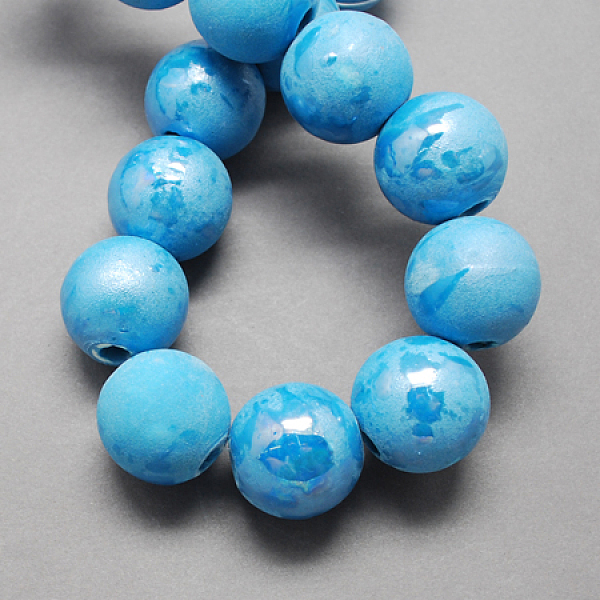 

PandaHall Handmade Porcelain Beads, Pearlized, Round, Deep Sky Blue, 8mm, Hole: 2mm Porcelain Round Blue