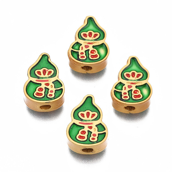 

PandaHall Rack Plating Alloy Enamel Beads, Cadmium Free & Lead Free, Matte Gold Color, Gourd, Medium Sea Green, 11x8x4mm, Hole: 1.8mm...
