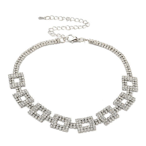 

PandaHall Crystal Rhinestone Choker Necklaces, Fashion Alloy Rectangle Link Chains Necklaces, Platinum, 11.50 inch(29.2cm) Rhinestone...