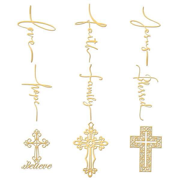

PandaHall OLYCRAFT 9pcs 1.6x1.6 Inch Cross Stickers Crucifixion Stickers Self Adhesive Gold Metal Stickers Text Metal Stickers Energy...