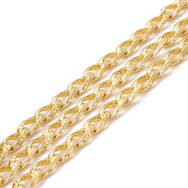 

PandaHall Alloy Textured Curb Chains, Long-Lasting Plated, Unwelded, with Spool, Golden, 15x9x3.5mm Alloy