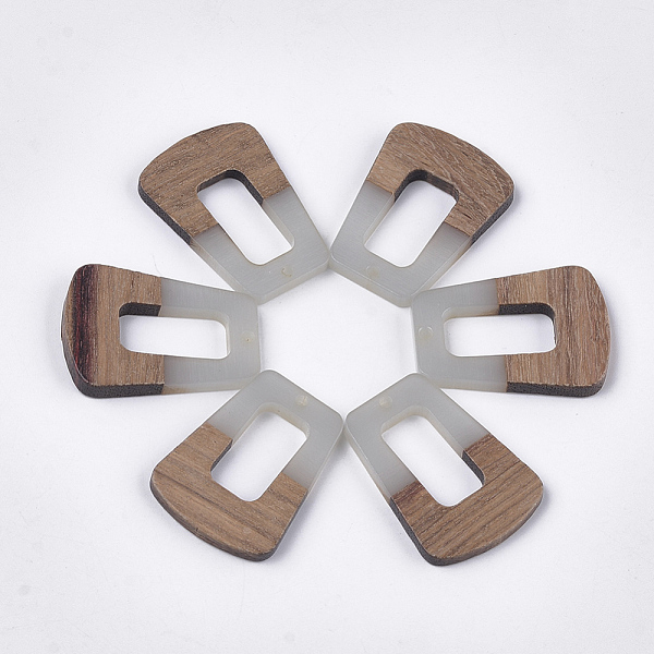 

PandaHall Resin & Walnut Wood Pendants, Trapezoid, Light Steel Blue, 37~37.5x27~27.5x3~3.5mm, Hole: 2mm Resin+Wood Trapezoid Blue