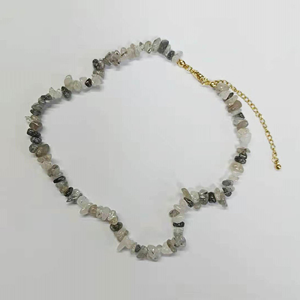 

PandaHall Natural Rutilated Quartz Chips Beaded Necklace, Gemstone Jewelry for Women, 15.75 inch(40cm) Rutilated Quartz