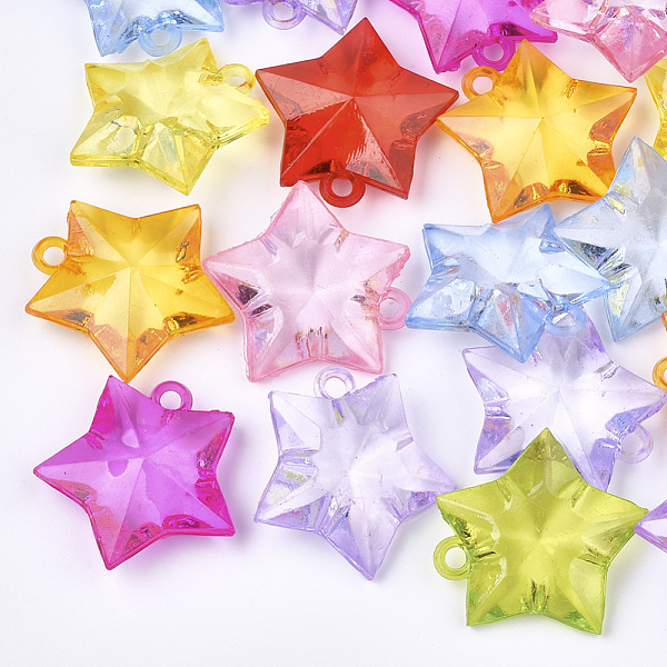 

PandaHall Transparent Acrylic Pendants, Star, Mixed Color, 29.5x28.5x9mm, Hole: 2.5mm, about 180pcs/500g Acrylic Star Multicolor