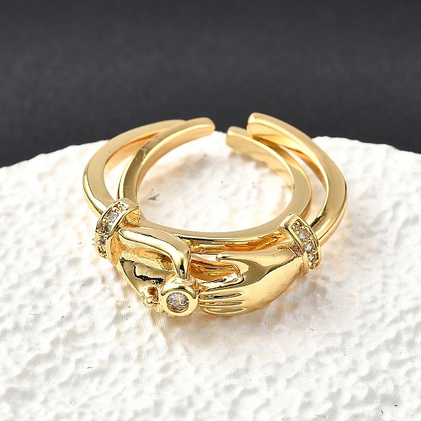 Brass with Cubic Zirconia Cuff Rings