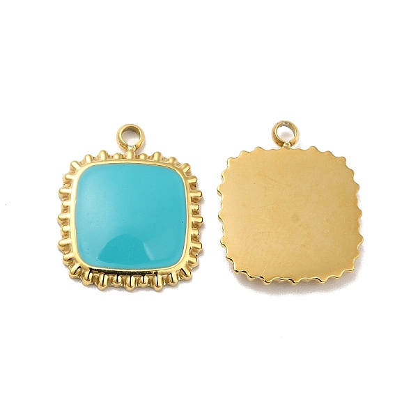 

PandaHall 304 Stainless Steel Enamel Pendants, Square, Golden, Deep Sky Blue, 15x12.5x2mm, Hole: 1.4mm Stainless Steel+Enamel Square