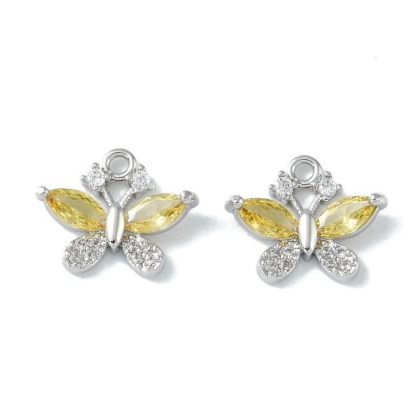 

PandaHall Brass Micro Pave Clear Cubic Zirconia Charms, with Glass, Butterfly, Real Platinum Plated, Gold, 11x13.5x4mm, Hole: 1.2mm...