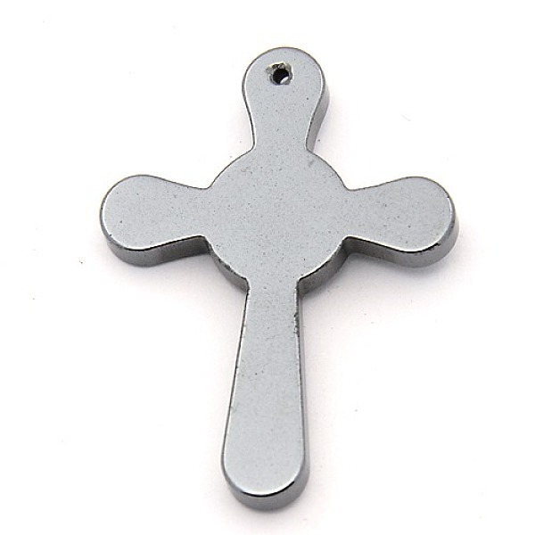 

PandaHall Non-magnetic Synthetic Hematite Crucifix Cross Pendants, Easter Necklace Findings, 39x29x5mm, Hole: 1.5mm Non-magnetic Hematite..., Black