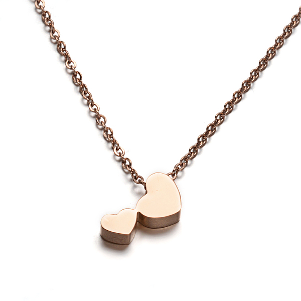 

PandaHall Double Heart 304 Stainless Steel Pendant Necklaces, with Lobster Claw Clasps, Rose Gold, 18.1 inch(46cm) 304 Stainless Steel