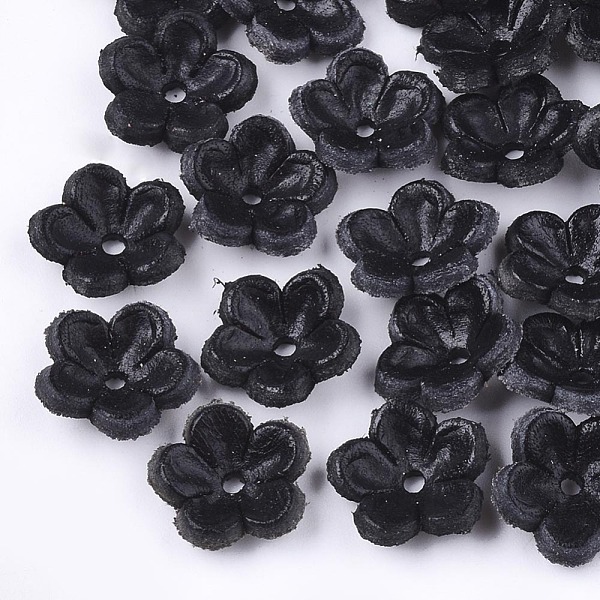 

PandaHall 5-Petal Eco-Friendly Cowhide Bead Cap, Flower, Black, 13x13x3.5mm, Hole: 1.6mm Leather Black