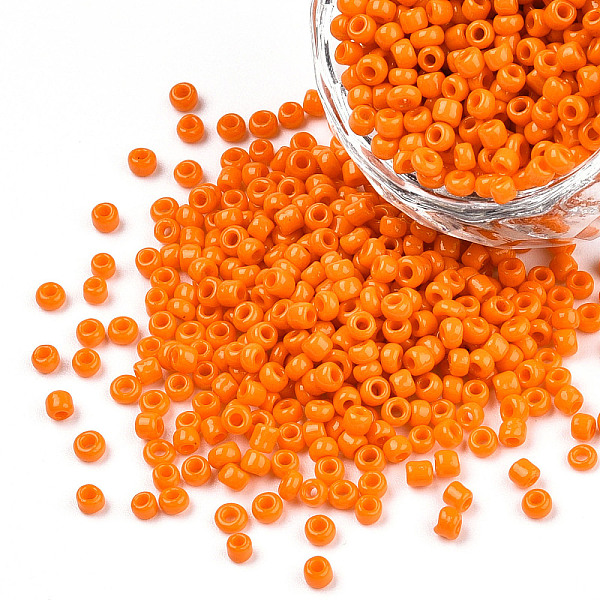 

PandaHall 12/0 Opaque Colours Round Glass Seed Beads, Dark Orange, Size: about 2mm in diameter, hole:1mm, about 3303pcs/50g Glass Orange