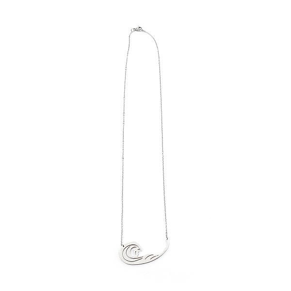 

PandaHall 201 Stainless Steel Simple Sea Wave Pendants Necklace for Women, Silver, 19.45 inch(49.4cm) 201 Stainless Steel