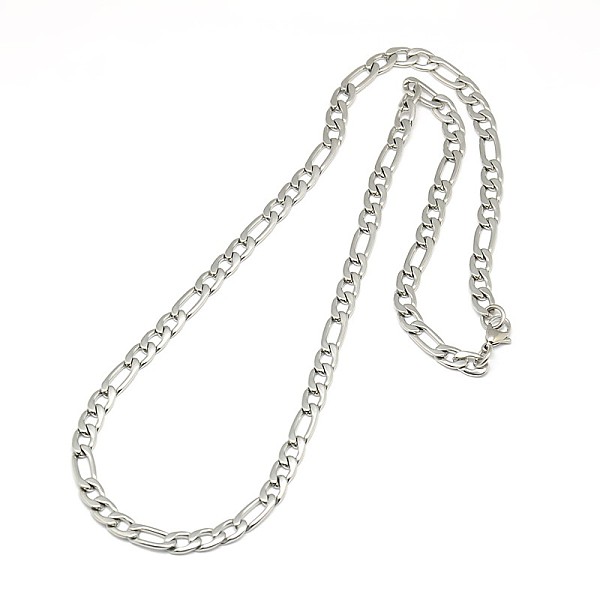 

PandaHall Fashionable 304 Stainless Steel Figaro Chain Necklaces for Men, with Lobster Claw Clasps, Stainless Steel Color, 21.65 inch...