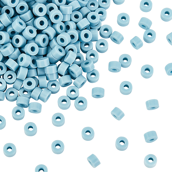 PandaHall Olycraft 100Pcs Plastic Sleeve Ring, Flat Round, for Nail Polisher Machine, Sky Blue, 7.5x4.5mm, Hole: 3mm Silicone