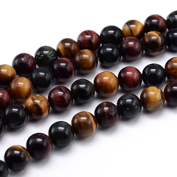 

PandaHall Natural Gemstone Round Bead Strands, Tiger Eye, 6mm, Hole: 1mm, about 64pcs/strand, 16 inch Tiger Eye Round