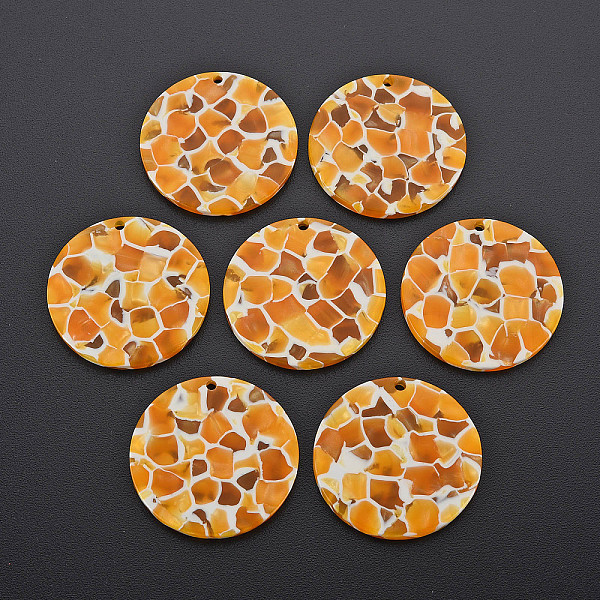 

PandaHall Cellulose Acetate(Resin) Pendants, Flat Round, Dark Orange, 29.5x2.5mm, Hole: 1.6mm Cellulose Acetate Flat Round