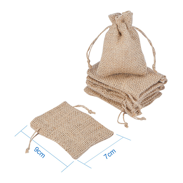 

PandaHall Burlap Packing Pouches, Drawstring Bags, Peru, 9x7cm Burlap Brown
