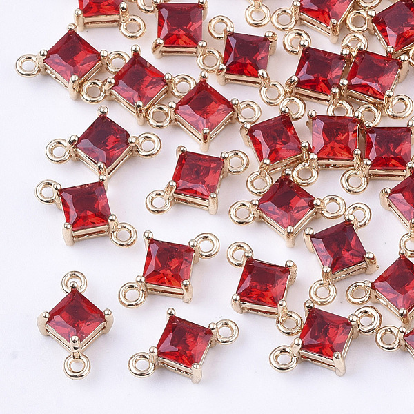 

PandaHall Transparent Glass Links connectors, with Brass Findings, Faceted, Rhombus, Light Gold, Red, 11x7x4mm, Hole: 1mm, Side Length: 5mm...