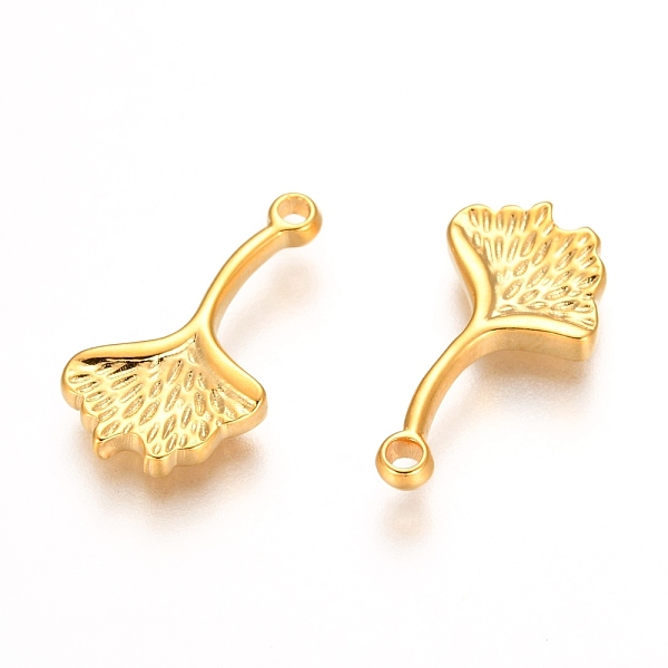 

PandaHall 304 Stainless Steel Pendant, Ginkgo Leaf, Golden, 18x10.5x2mm, Hole: 2mm 304 Stainless Steel Leaf