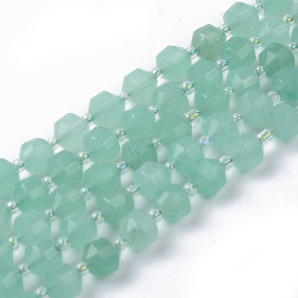 

PandaHall Natural Green Aventurine Beads Strands, Round, Dyed, Faceted, 7~8x8mm, Hole: 1.2mm, about 37pcs/strand, 14.76 inch(37.5cm) Green...