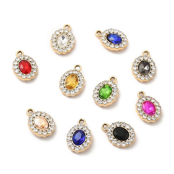 

PandaHall UV Plating Alloy Pendants, with Crystal Rhinestone and Glass, Golden, Oval Charms, Mixed Color, 18x12.5x4mm, Hole: 2mm Alloy+Glass..., Multicolor