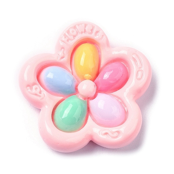 

PandaHall Opaque Flower Resin Cabochons, Geometric Cabochons, Flower, 26x26.5x6mm Resin Flower