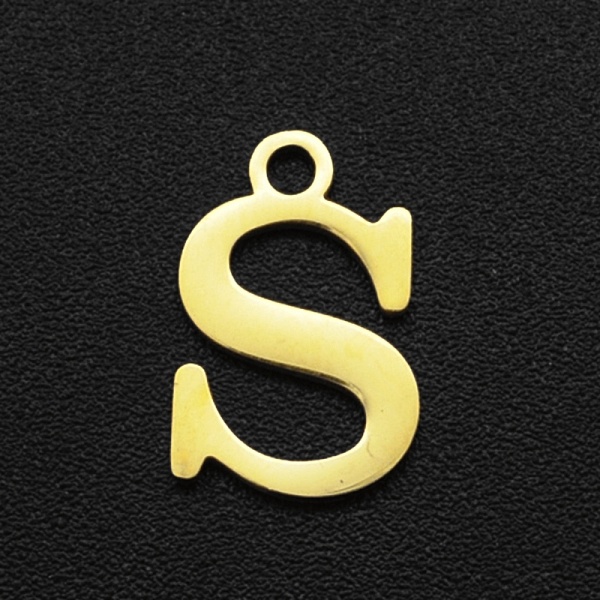 

PandaHall 201 Stainless Steel Charms, Laser Cut, Letter, Golden, Letter.S, 12x8x1mm, Hole: 1.5mm 201 Stainless Steel Letter S