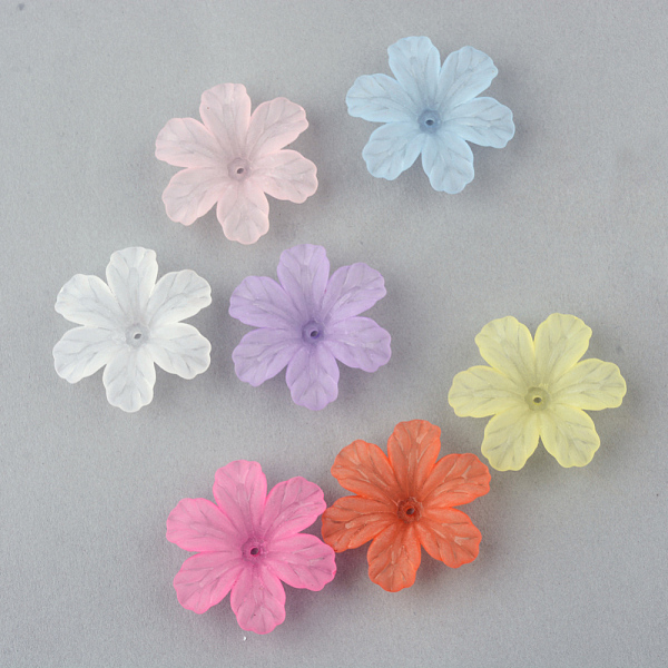 

PandaHall Transparent Acrylic Beads, Frosted, Flower, Mixed Color, 32.5x29.5x8.5mm, Hole: 1.5mm Acrylic Flower Multicolor