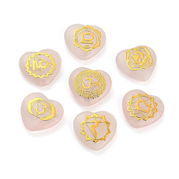 

PandaHall 7Pcs 7 Styles Chakra Natural Rose Quartz Love Heart Ornaments Figurines, Reiki Energy Stone Balancing Meditation Gift, 20x20x6mm...