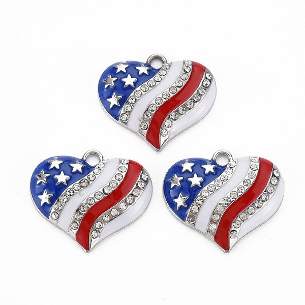 

PandaHall Rack Plating Alloy Enamel Pendants, with Crystal Rhinestone, Light Gold, Cadmium Free & Nickel Free & Lead Free, Heart, Platinum..., Blue