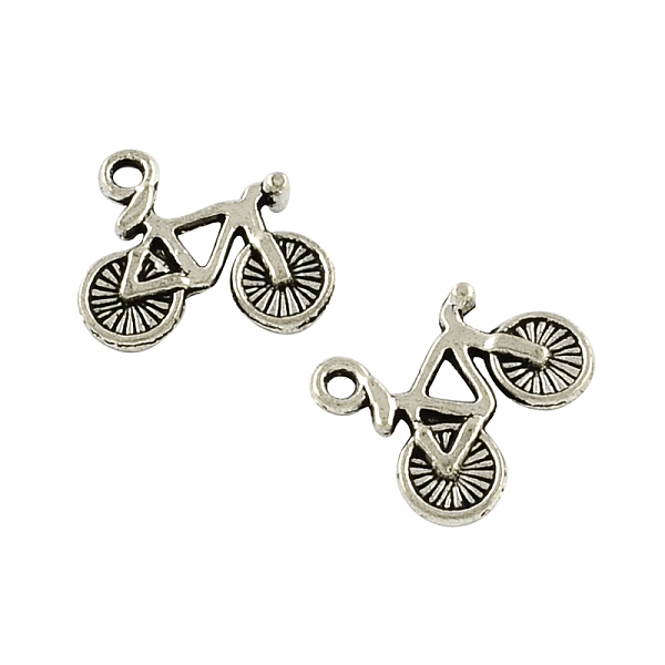 

PandaHall Bicycle Tibetan Style Zinc Alloy Charms, Lead Free & Cadmium Free, Antique Silver, 14x17x3mm, Hole: 1.5mm, about 625pcs/500g Alloy...