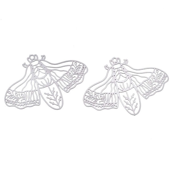 

PandaHall 201 Stainless Steel Filigree Pendants, Etched Metal Embellishments, Bee, Stainless Steel Color, 32x44x0.3mm, Hole: 1.6mm 201...