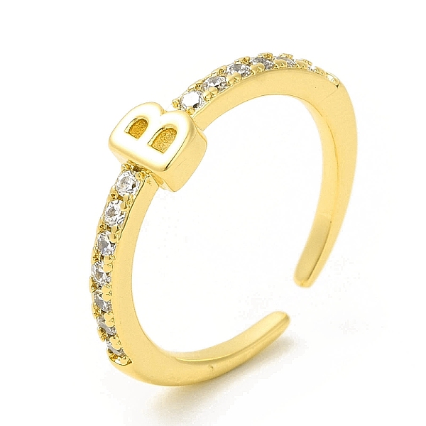 

PandaHall Clear Cubic Zirconia Initial Letter Open Cuff Ring, Real 18K Gold Plated Brass Jewelry for Women, Cadmium Free & Nickel Free &...
