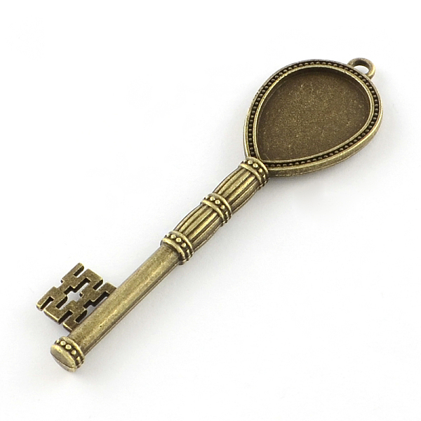 

PandaHall Skeleton Key Tibetan Style Alloy Big Pendant Cabochon Settings, Lead Free & Nickel Free, Antique Bronze, Tray: 18x25mm...