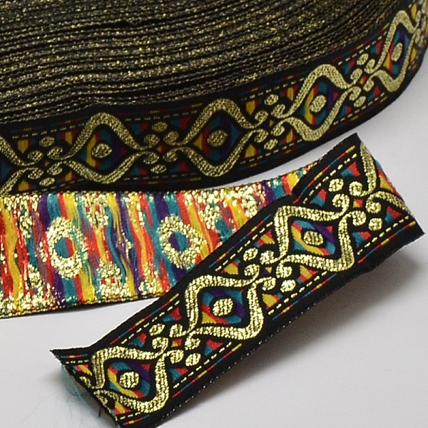 

PandaHall Polyester Ribbons, with Eyes Pattern, Jacquard Ribbon, Black, 1 inch(25mm), 33yards/roll(30.1752m/roll) Polyester None Black