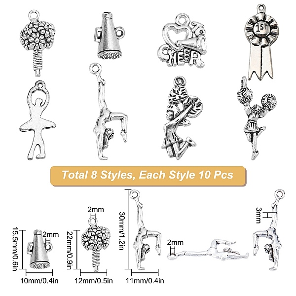 

PandaHall SUNNYCLUE 80Pcs 8 Style Tibetan Style Alloy Pendants, Mix-shaped, Antique Silver, 15.5~30x10~15.6x1~4.5mm, Hole: 1~2mm...