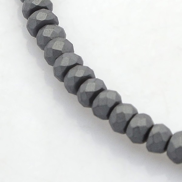 

PandaHall Electroplate Non-magnetic Synthetic Hematite Beads Strands, Faceted Rondelle, Frosted, Black Plated, 3x2mm, Hole: 1mm, about...
