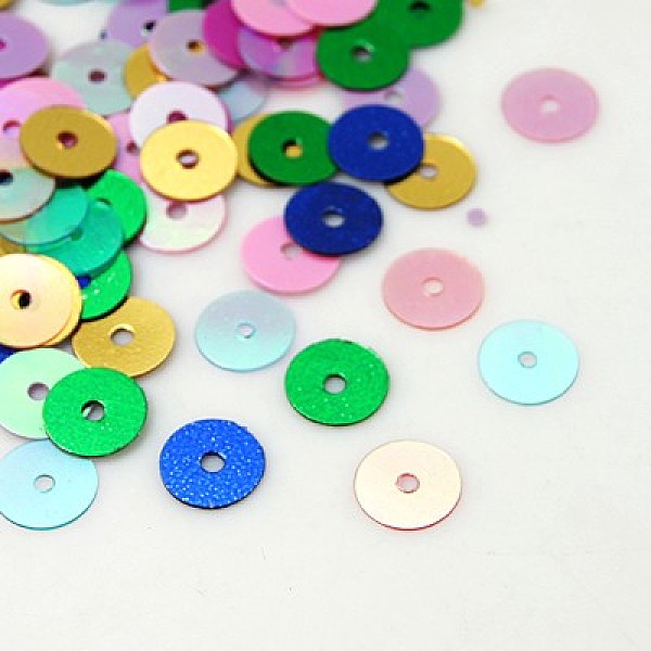 

PandaHall Plastic Paillette/Sequins Beads, Mixed Color, 6mm, Hole: 1mm Plastic Round Multicolor