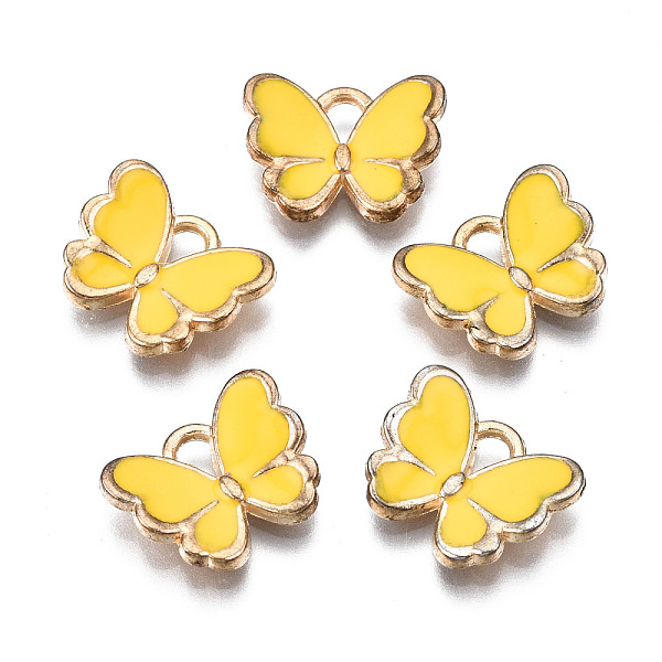 

PandaHall Alloy Enamel Charms, Butterfly, Light Gold, Gold, 10.5x13x3mm, Hole: 2mm Alloy+Enamel Butterfly Gold
